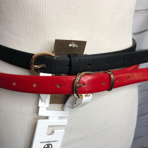 Giani Bernini 2 Pack of Skinny Belts, Red & Black Plaid, Multiple Sizes, NWT!! - Picture 3 of 7